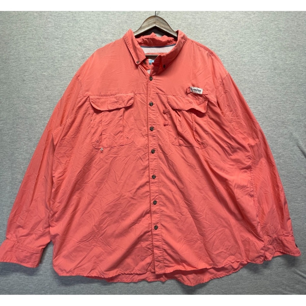 Magellan Outdoors Fishing Shirt Mens 3XL Coral Pink Relaxed Fit Moisture Wicking
